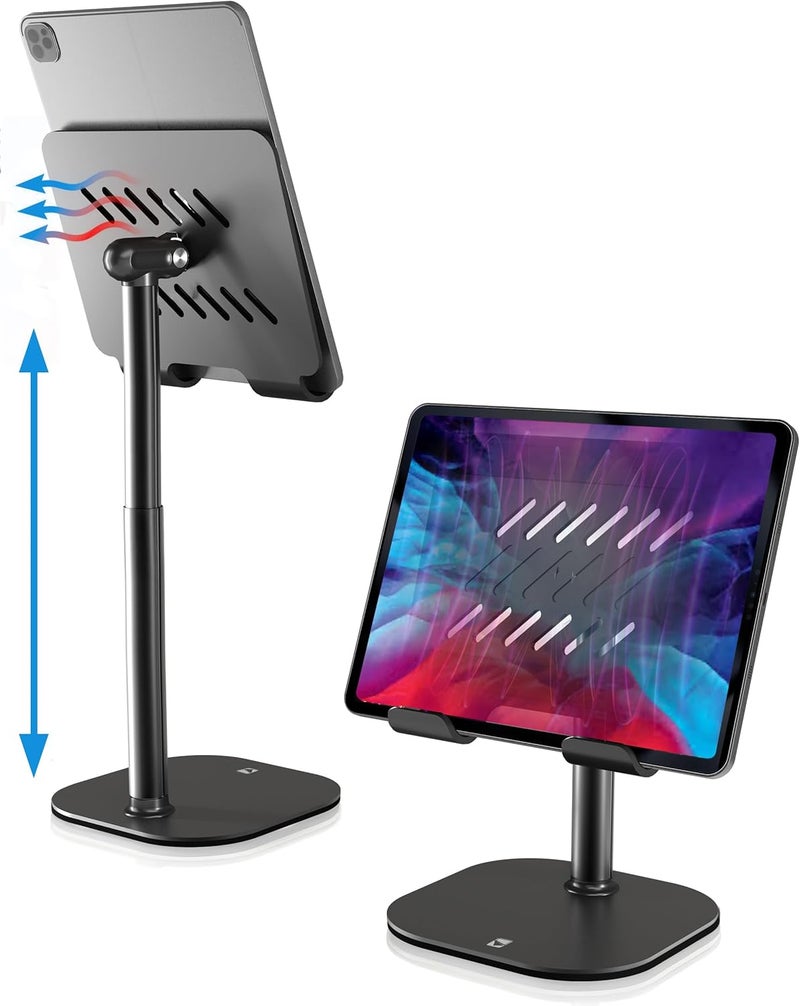 cooper TabHolder, 7-10" Height Adjustable Tablet Stand, Premium iPad Stand for Desk, 270° Tilt Portable Monitor Holder for 15.6-17" Displays, for All iPad, Kindle, Surface, Samsung Tablets (Black) - Image 1